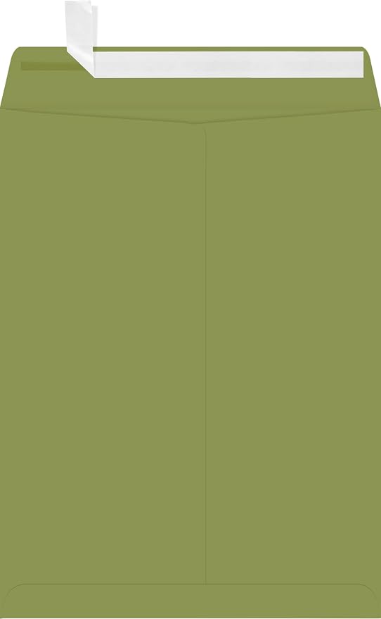 LUXPaper 9 x 12 Open End Envelopes | Peel & Press | Avocado Green | 70lb. Text - Image 2