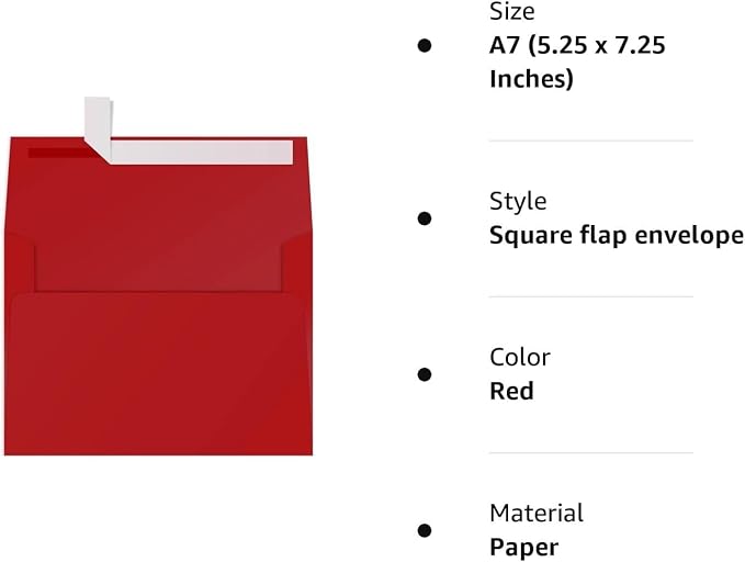 A7 Printable Red Envelopes 5X7 50 Pack - Image 7