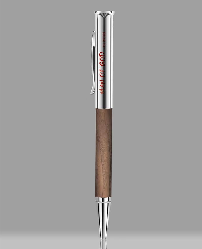 Christian Gifts for Men: Engraved Man of God Luxury Walnut Wood Rollerball Pen - Perfect Pastor Appreciation, Father's Day & Christian Graduation Gifts