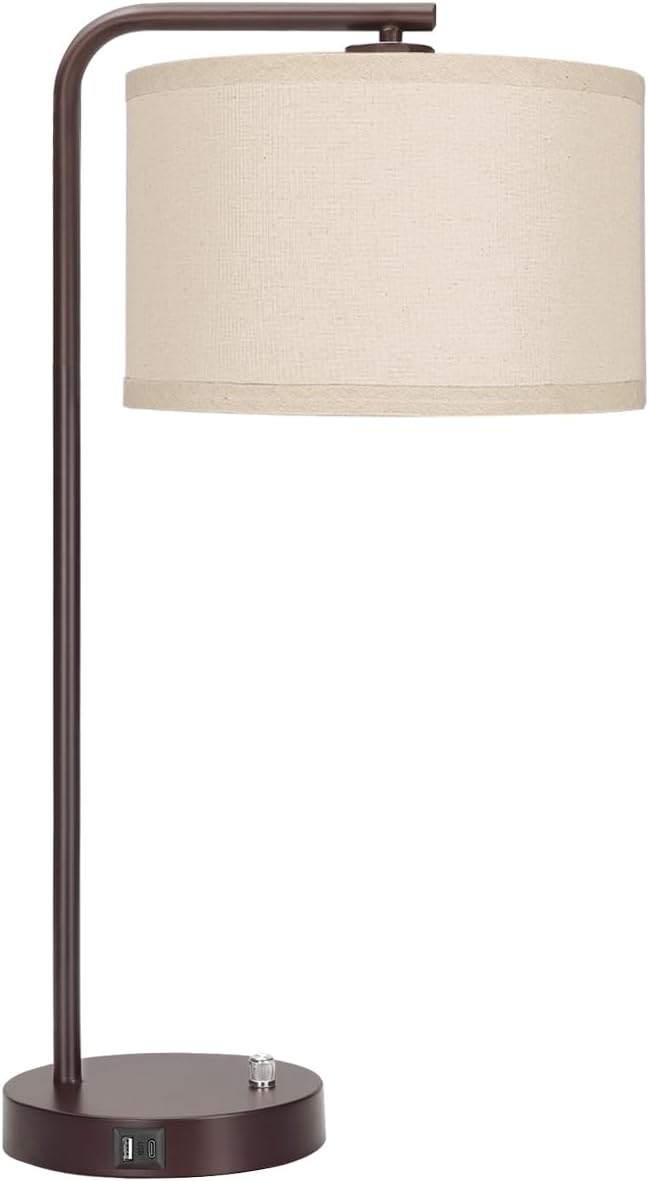 25" Tall Table Lamp with USB C+A Ports, Fully Stepless Dimmable Modern - Image 9