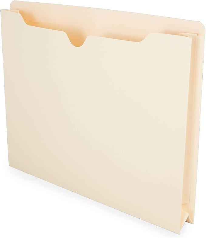 Staples Jacket File Folders, Letter Size, 2‑Inch Expandable Sides, Heavy‑Duty by Staples