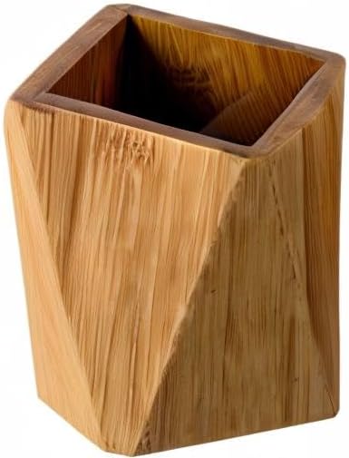 Bamboo Wood Pen Holder Stand for Desk Geometric Pencil Cup Pot Cute Desktop - Image 7