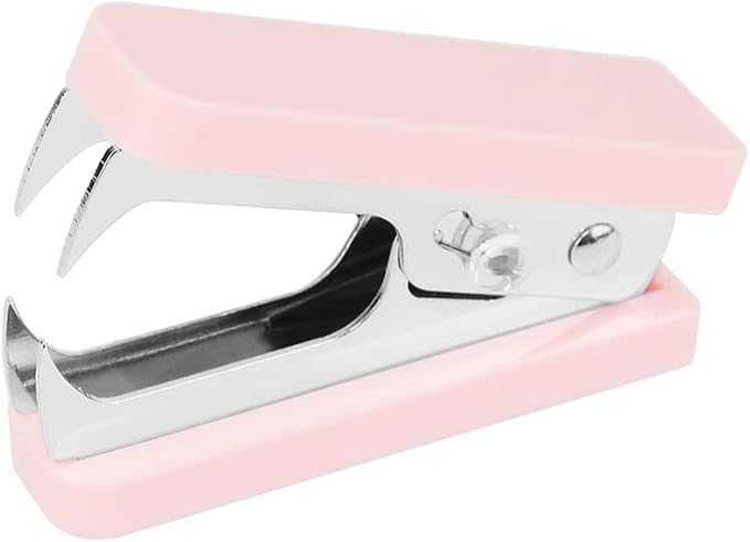 Staples Remover Pink crylic Luxury Silver Color Metal Body Staple Puller by MEIYITIAN