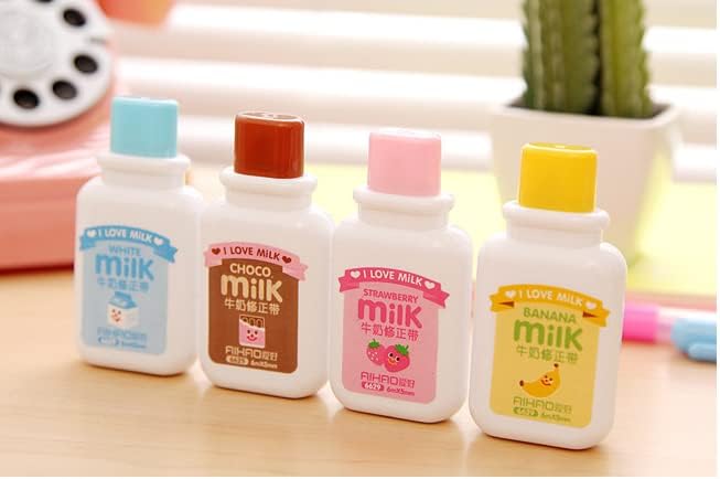 Brccee AC 4PCS Milk Bottle Correction tape Kawaii Cartoon Stationery Cute - Image 5