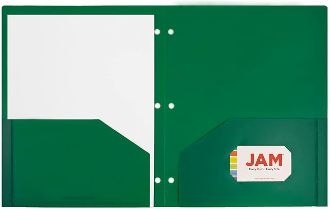 JAM PAPER Heavy Duty Plastic 3 Hole Punch Pocket Folders - Image 3