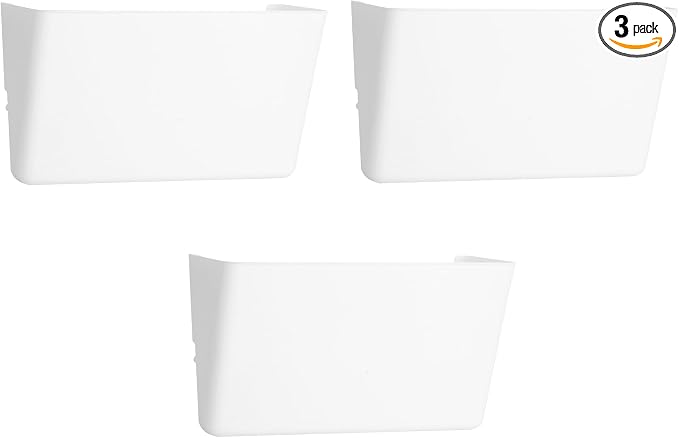EASEPRES 3 Pack White Plastic Single Pocket Hanging File Organizer, Wall Mount by EASEPRES