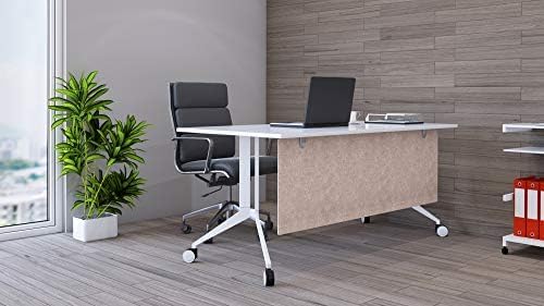 OBEX Modesty Desk PET Privacy Screen Acoustic Sound Absorbing Panel Ideal for Reception, Student Table or Office Cubicles Workstations, 12" x 42", Sand-DeskLoop Office