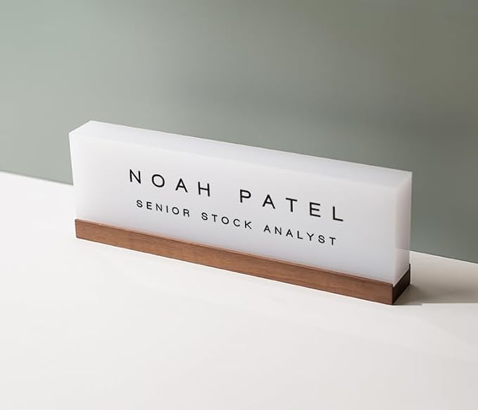 Personalized Acrylic Name Block w/Wooden Base - Image 2
