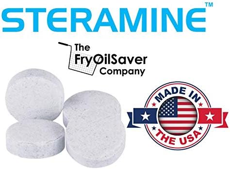4x Steramine Sanitizer Tablet Bottle by FryOilSaver Co., 4-Pack(600 Tablets) Multi Purpose Sanitizing Tablets for Food Contact Surface, Kitchen, Restaurant Cleaning w/ 15x Test Kit of QT-10 Test Strip-DeskLoop Office