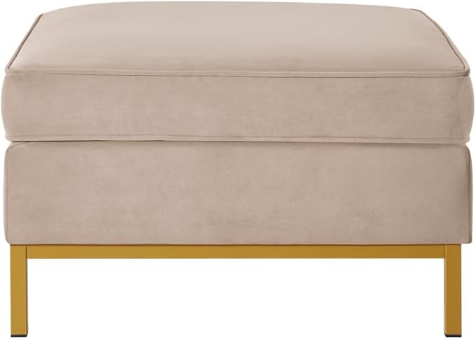 24KF Large Square Couch Ottoman for Living Room, Upholstered Velvet Padded Cushion Ottoman Table,Large Foot Rest,Taupe-DeskLoop Office
