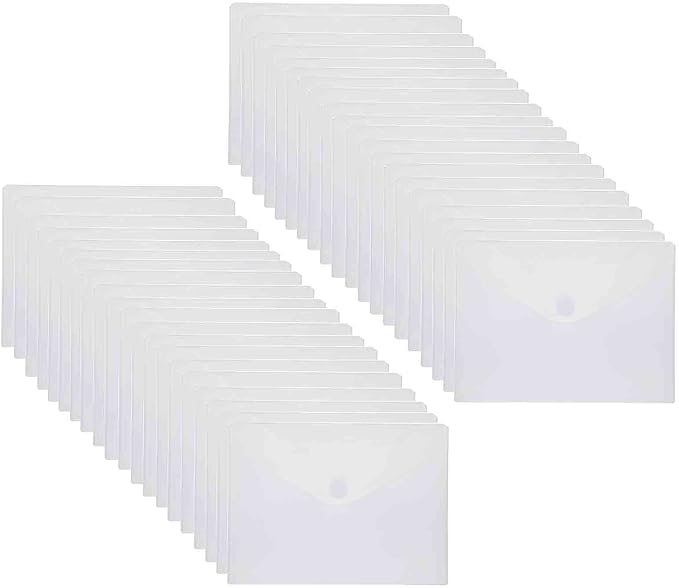 9x7 Clear Plastic Envelopes Hook Loop Closure Receipt Stickers Storage Holder by YESSART