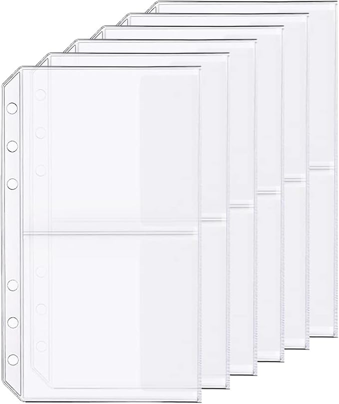 6 Pack A6 6 Holes Binder 2 Pockets Plastic Binder Folders Waterproof 6 Holes by Zelten