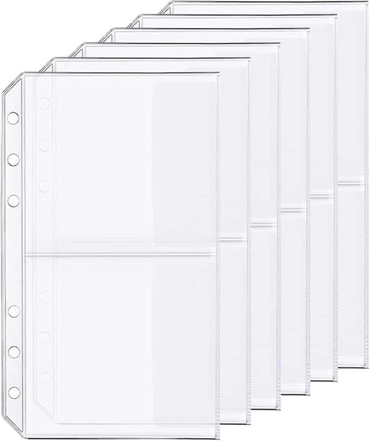 6 Pack A6 6 Holes Binder 2 Pockets Plastic Binder Folders Waterproof 6 Holes by Zelten