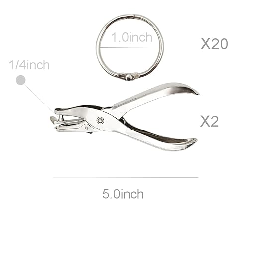2 Pack Single Hole Punch with 20 Pcs Binder Rings, 1/4 Inch One Hole Paper - Image 3