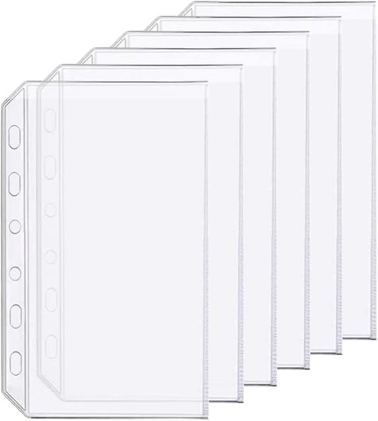 6 Pack A7 6 Holes Binder Pockets Plastic Binder Folders Waterproof 6 Holes by Zelten