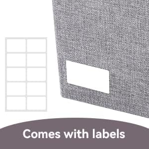 Large 17" 42 Quarts Collapsible Stackable Storage Bins with Lids [3-Pack] Foldable Fabric Linen Storage Boxes Cube, Closet Organizer Baskets with Label for Home (16.7 x 12 x 12, Gray)-DeskLoop Office