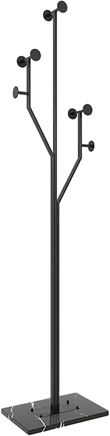 Freestanding Coat Rack Tree-shaped Metal Coat Tree with Heavy Duty Marble Base Corner Clothing Rack for Bedroom Entryway Hallway 14.96 x 10.24 x 68.9 Inches (Black)-DeskLoop Office