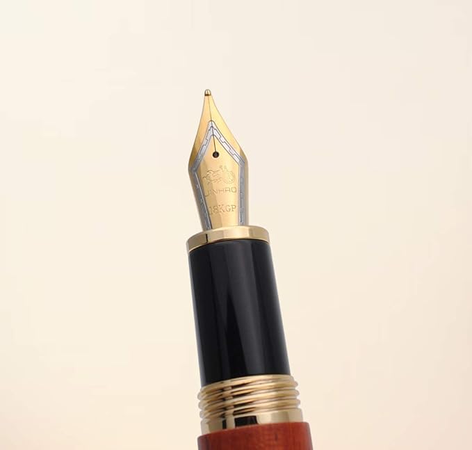 JINHAO 9056 Natural Wood Fountain Pen Handmade Ink Pen (Rosewood, Medium Nib 0.7mm)-DeskLoop Office