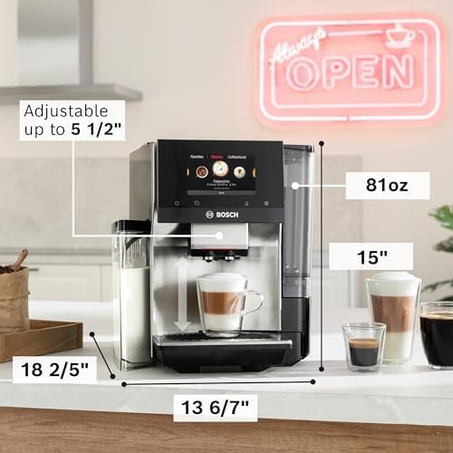 Bosch 800 Series Fully Automatic Espresso and Coffee Machine – 36 Drinks with Coffee World, Cold Brew, Double Cup, Integrated Milk Container, Smart Features, in Silver TQU60307-DeskLoop Office