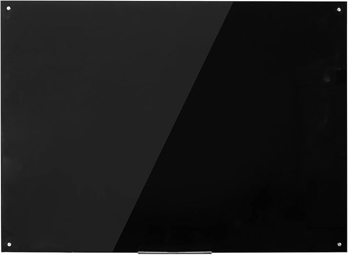 48" x 36" Magnetic Black Glass Board - Frameless Tempered Glass Dry Erase Blackboard with Marker Tray & Eraser, Premium Interactive Whiteboard- Frosted Surface for Office, Classroom, or Home-DeskLoop Office