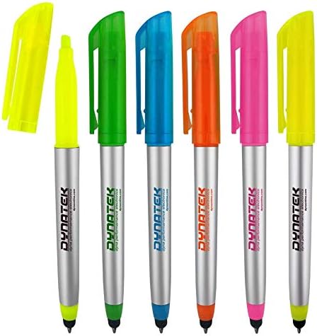 Personalized Pens with Highlighter and Stylus -175 Pack Bulk-Free Imprint - 3 In Highlighter, Ballpoint Pen, and Stylus Combo- add Custom Business Name, Logo or Gift Message- Assorted, Colored Imprint-DeskLoop Office