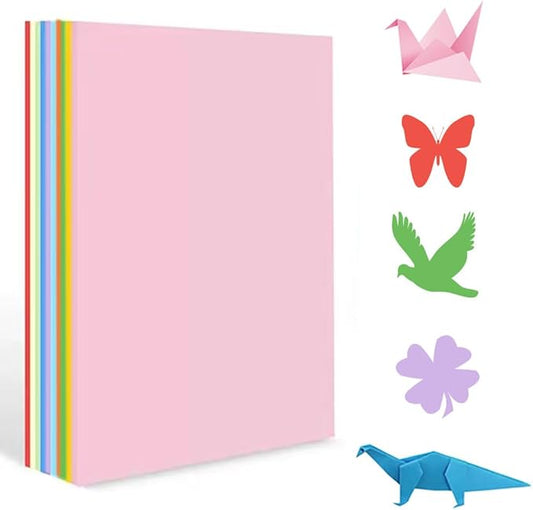 A4 Origami Paper Colorful 100 Sheets, 8.27×11.7 inch Double Sided Color Easy Fold Big Origami Paper A4 Colored Copy Papers Thin 70gsm for Beginners, DIY handwork Art Craft Projects (210 x 297 mm)-DeskLoop Office