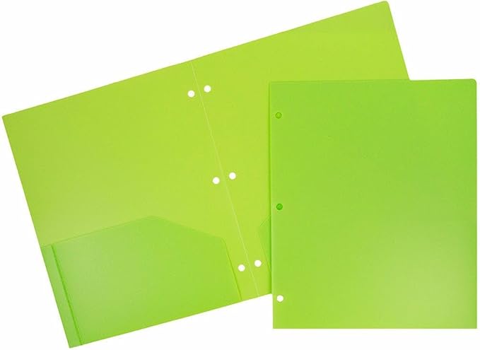 JAM PAPER Heavy Duty Plastic 3 Hole Punch Pocket Folders by JAMPaper