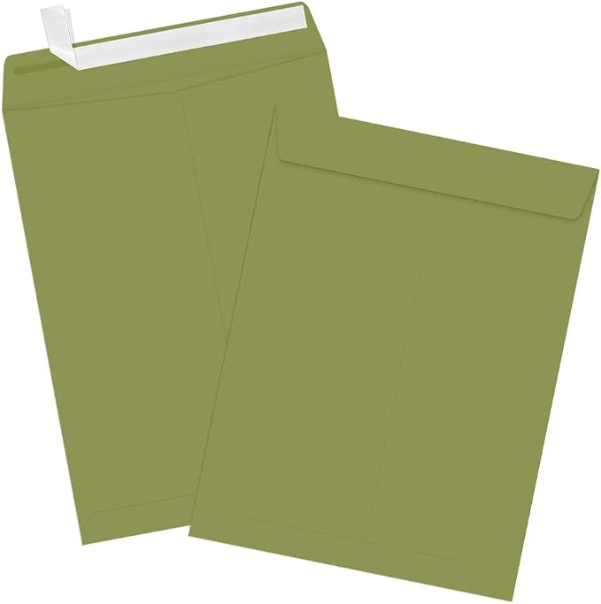 LUXPaper 9 x 12 Open End Envelopes | Peel & Press | Avocado Green | 70lb. Text - Image 3
