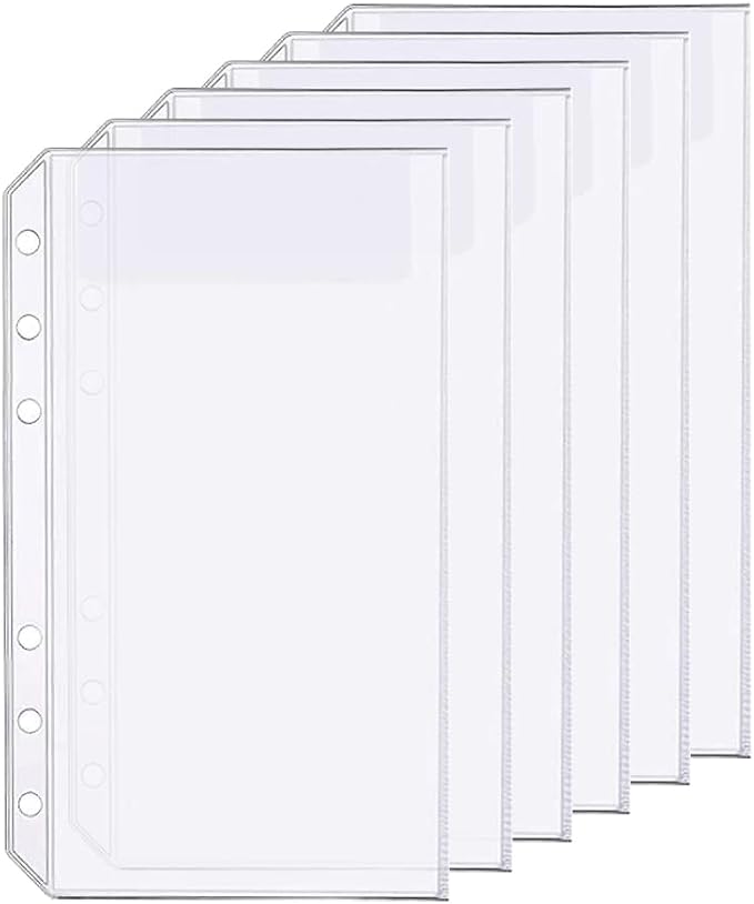 6 Pack A6 6 Holes Binder Bag Plastic Binder Folders Waterproof 6 Holes Holder by Zelten