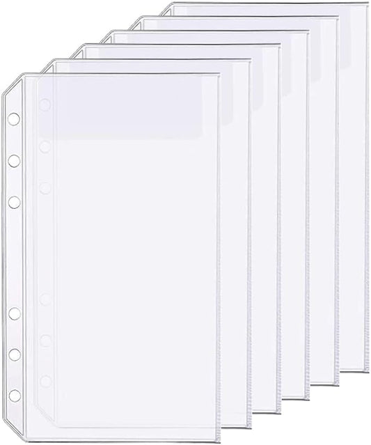 6 Pack A6 6 Holes Binder Bag Plastic Binder Folders Waterproof 6 Holes Holder by Zelten