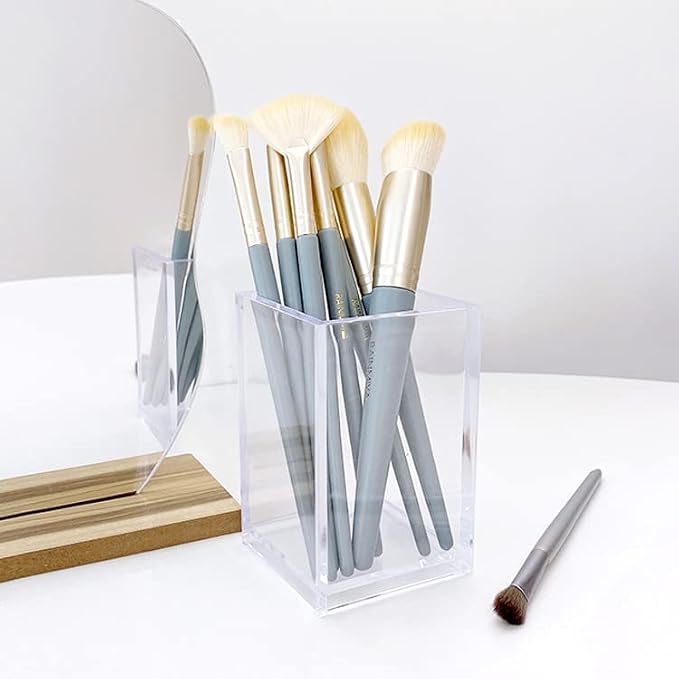 Newkita 2 Pack Clear Acrylic Pencil Pen Holder Cup, Acrylic Cosmetic Brushes - Image 5