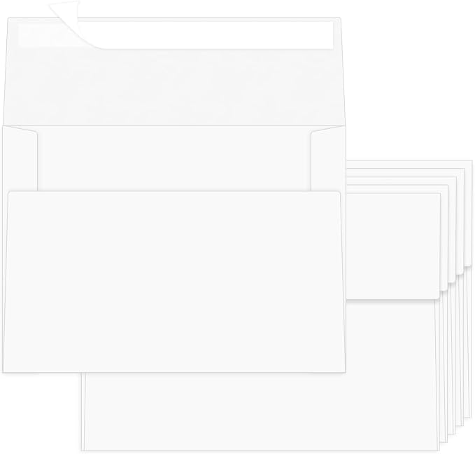 100 Pack A2 Envelopes White 4.375x5.75 Invitation Envelopes Self Seal by Ouzoustate