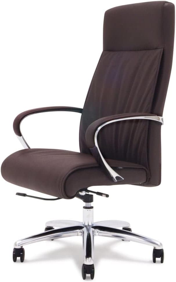 ZURI Forbes Genuine Leather Aluminum Base High Back Executive Chair - Dark Brown-DeskLoop Office