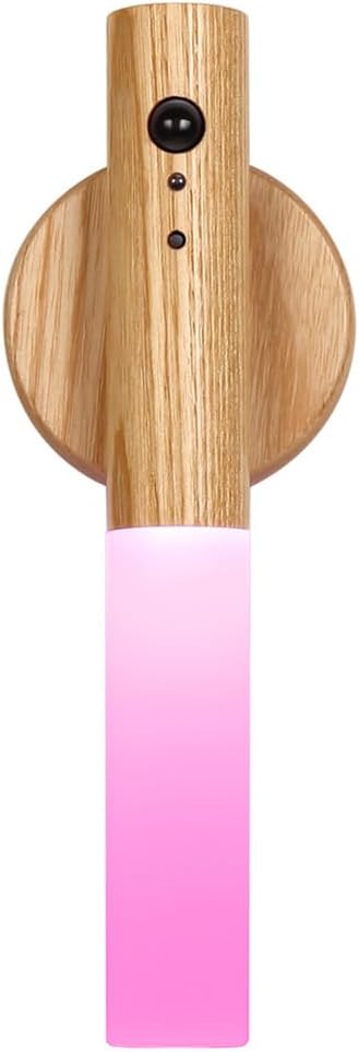 LANDGOO Motion Sensor Night Light RGB & Touch Control | USB-C Rechargeable Ash Wood Wall Sconce | Bathroom/Bedroom Light for Hallway, Stairs, Nursery, Closet, Vanity, Party-DeskLoop Office