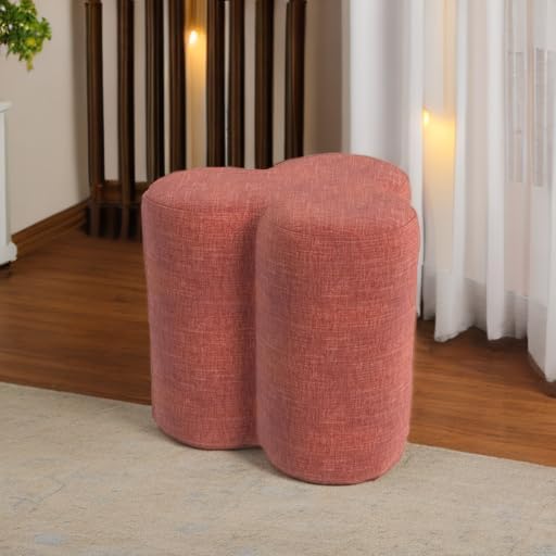 HomePop Upholstered Clover Shaped Ottoman Home Décor|Foot Rest Ottoman - Pink Chenille-DeskLoop Office
