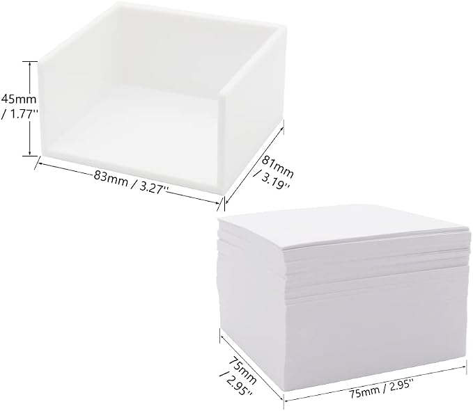 White Memo Holder with Blank Notes Cube Simple PS Notepad Organizer Dispenser - Image 2