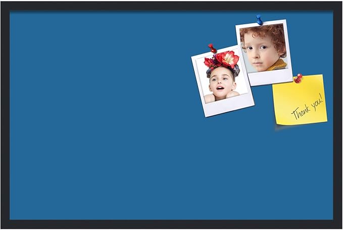 PinPix 34x22 Inch Cork Bulletin Board. This Decorative Framed Pin Board Comes with Navy Pastel Design and a Satin Black Frame. Ideal for Home Office Decor or Message Board (PinPix-1811)-DeskLoop Office