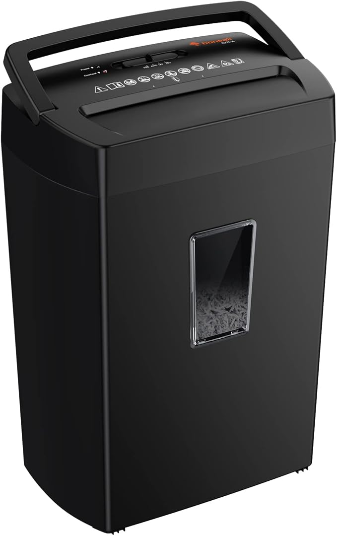 Bonsaii 12-Sheet Cross Cut Paper Shredder, 5.5 Gal Home Office Heavy Duty Shredder for Paper, Credit Card, Mail, Staples, with Transparent Window, High Security Level P-4 (C275-A)-DeskLoop Office