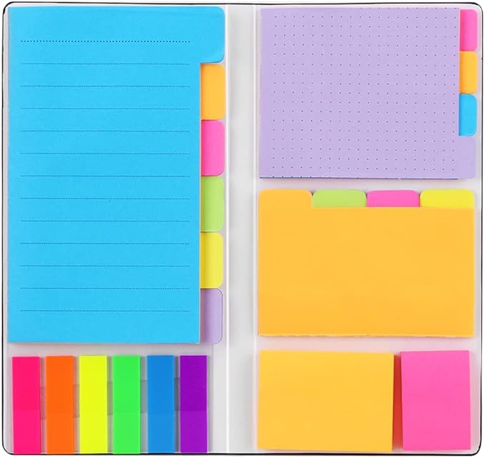 Sticky Notes Set, Hommie Colored Divider Self-Stick Notes Pads Bundle, Prioritize with Color Coding, 60 Ruled (3.7x6), 40 Dotted (3.7x3), 40 Blank (3x3.7), 60 Per Rectangular, 25 Per PET Color-DeskLoop Office