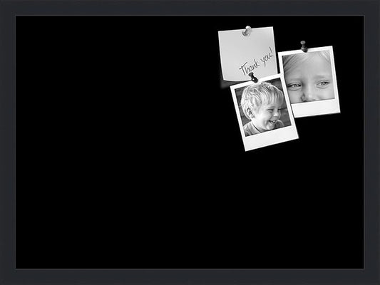 PinPix 22x16 Inch Cork Bulletin Board. This Decorative Framed Pin Board Comes with Solid Black Design and a Satin Black Frame. Ideal for Home Office Decor or Message Board (PinPix-622)-DeskLoop Office