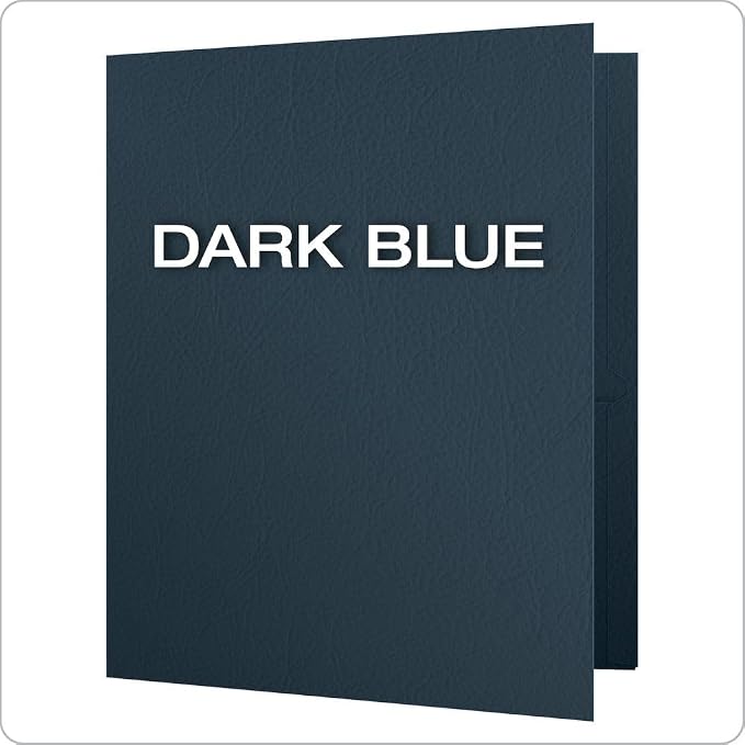 Oxford Twin-Pocket Folders, Textured Paper, Letter Size, Dark Blue, Holds 100 - Image 3
