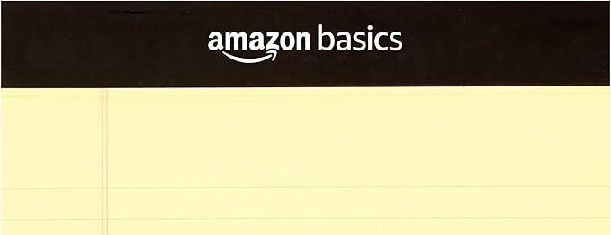 Amazon Basics 50 sheet Narrow Ruled Lined Writing Note Pad, 5 inch x 8 inch, 12 Pack, Canary-DeskLoop Office