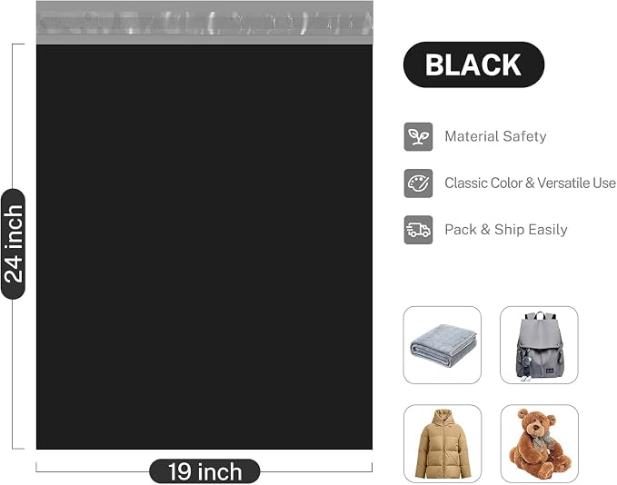 Metronic Poly Mailers 19x24 Inch 2000pcs Black, Large Shipping Bags - Image 2