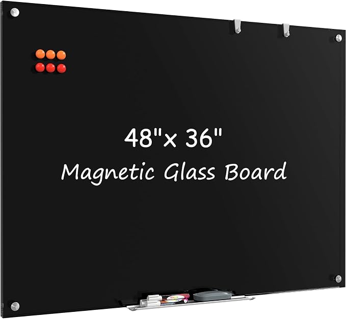 MaxGear Glass Whiteboard, Tempered Magnetic Dry Erase Board 48 x 36 Inch by MaxGear