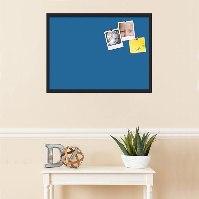PinPix 30x22 Inch Cork Bulletin Board. This Decorative Framed Pin Board Comes with Navy Pastel Design and a Satin Black Frame. Ideal for Home Office Decor or Message Board (PinPix-1811)-DeskLoop Office