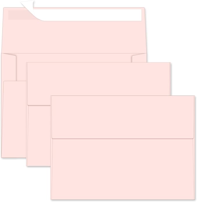 5x7 Envelopes For Invitation, A7 Envelope pink, 50 pack 5x7 card Envelopes Self by Rinrda