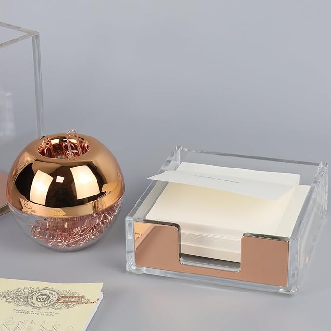 Rose Gold Paper Clip Holder Medium Holographic Paper Clips Dispenser 100pcs - Image 6