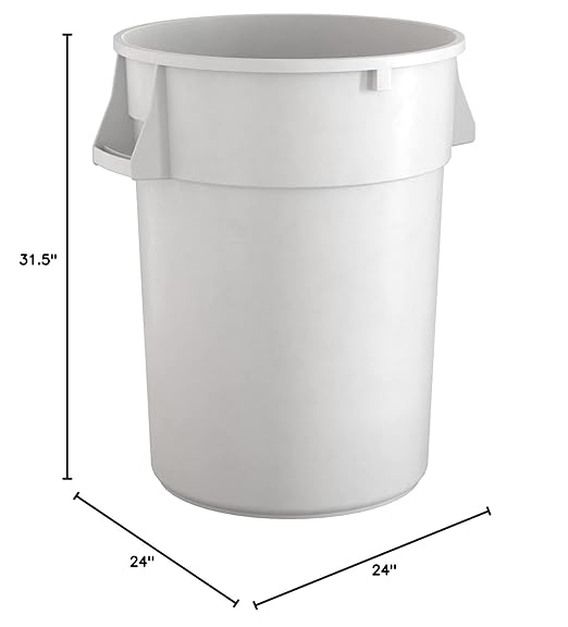 44 Gallon White Round Commercial Trash Can-DeskLoop Office
