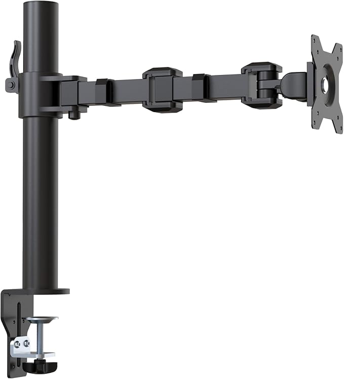 Amazon Basics Single Computer Monitor Stand with Tilt and Rotation, Height Adjustable VESA Desk Arm Mount, Steel, 30 inches, Black-DeskLoop Office