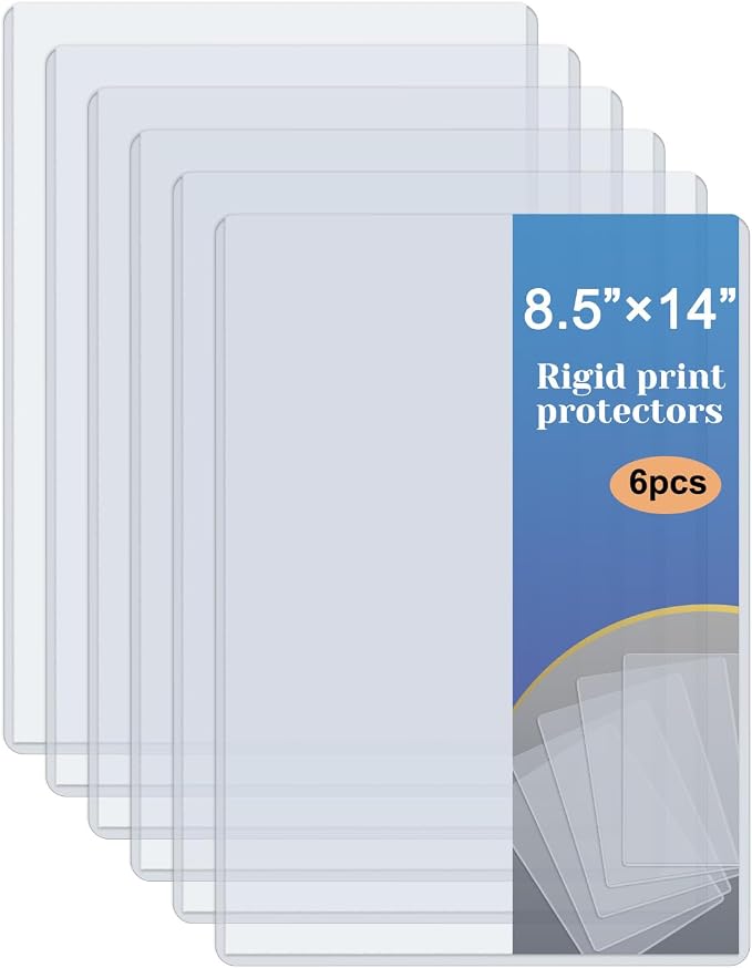 Rainmae 6 Pack 8.5" x 14" Rigid Print Protectors, Paper Sleeves Photo Plastic by Rainmae